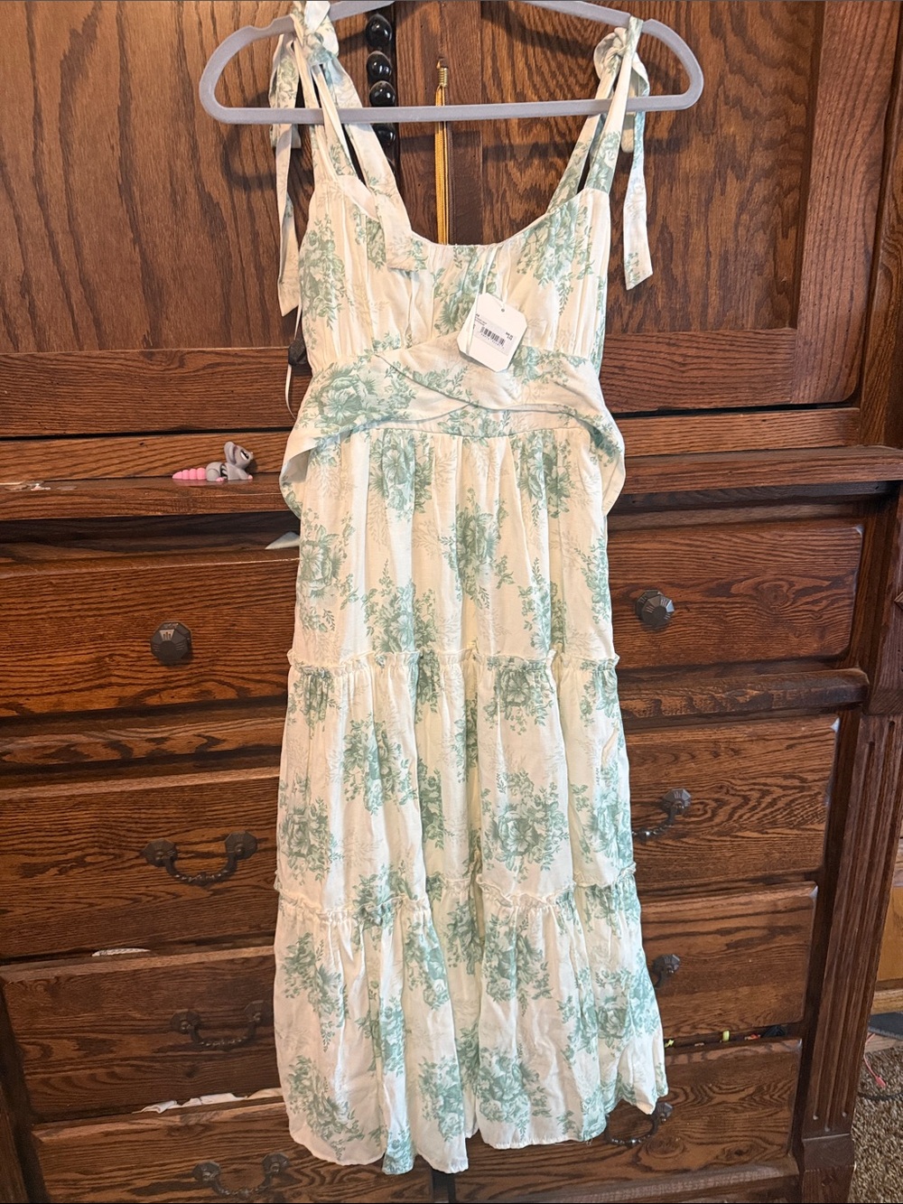 Altar'd State Cream and Sage Green Floral Maxi Dress